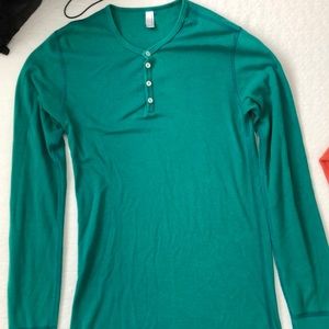 American Apparel Green Henley